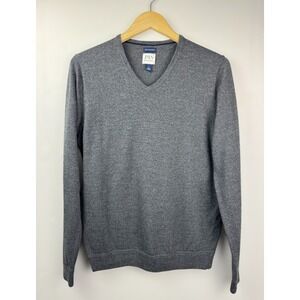 John W. Nordstrom Men's V-Neck Italian Merino Wool Sweater Charcoal Gray Size L